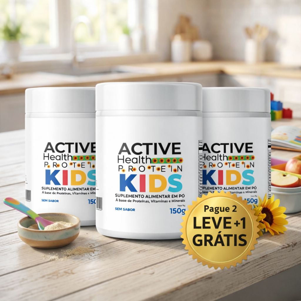 [2 POTES + 1 POTE GRÁTIS ] Active Health Protein Kids : Nutrição Completa para Quem Não Para de Crescer